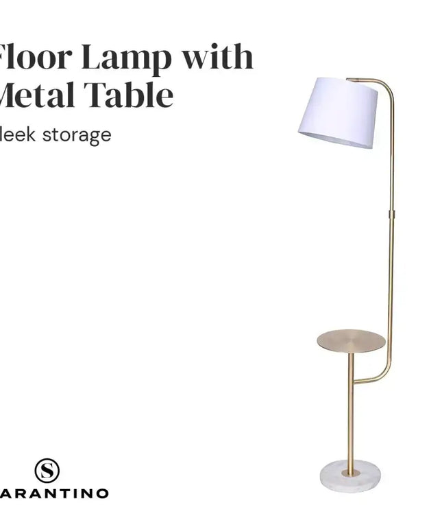 Sarantino Marble & Metal End Table Top Floor Lamp-Home & Garden > Lighting-Koala Lamps and Lighting