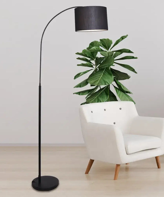 Sarantino Metal Arc Arm Floor Lamp Shade Black-Home & Garden > Lighting-Koala Lamps and Lighting