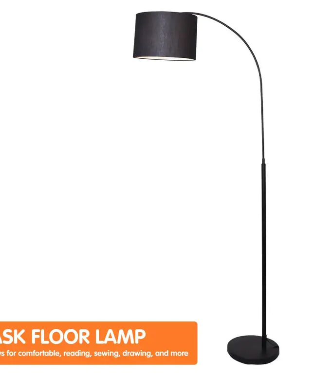 Sarantino Metal Arc Arm Floor Lamp Shade Black-Home & Garden > Lighting-Koala Lamps and Lighting