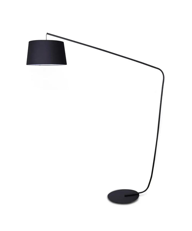 Sarantino Metal Arc Floor Lamp in Black Finish with Linen Taper Shade-Home & Garden > Lighting-Koala Lamps and Lighting
