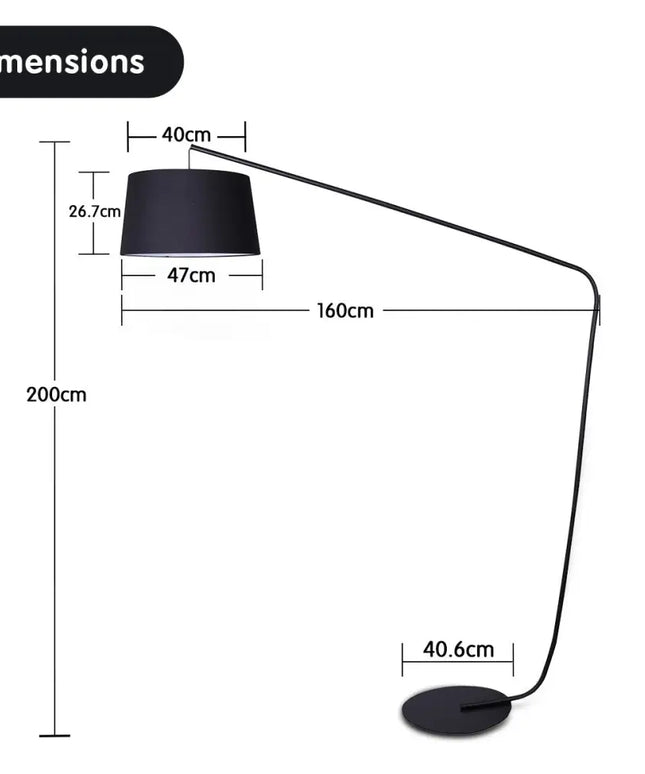 Sarantino Metal Arc Floor Lamp in Black Finish with Linen Taper Shade-Home & Garden > Lighting-Koala Lamps and Lighting