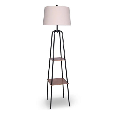 Sarantino Metal Etagere Floor Lamp Shade Metal Shelf in Wood Finish-Home & Garden > Lighting-Koala Lamps and Lighting