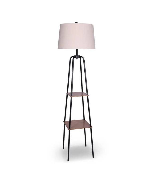 Sarantino Metal Etagere Floor Lamp Shade Metal Shelf in Wood Finish-Home & Garden > Lighting-Koala Lamps and Lighting