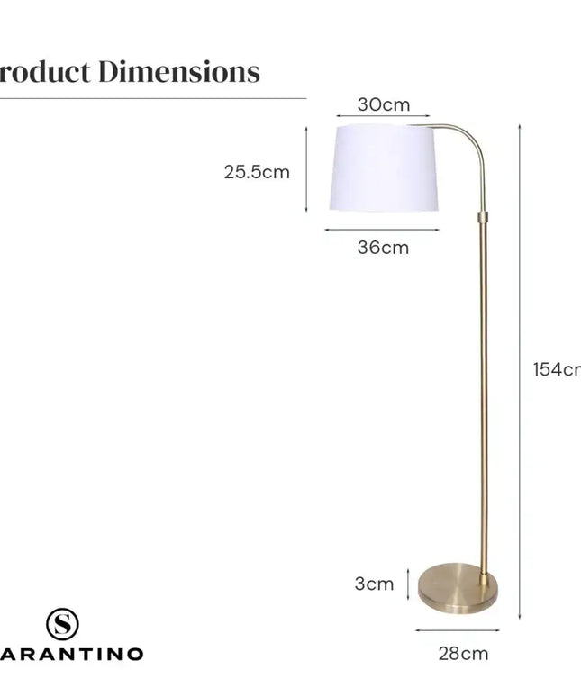 Sarantino Metal Floor Lamp Brass Finish Adjustable Height-Home & Garden > Lighting-Koala Lamps and Lighting