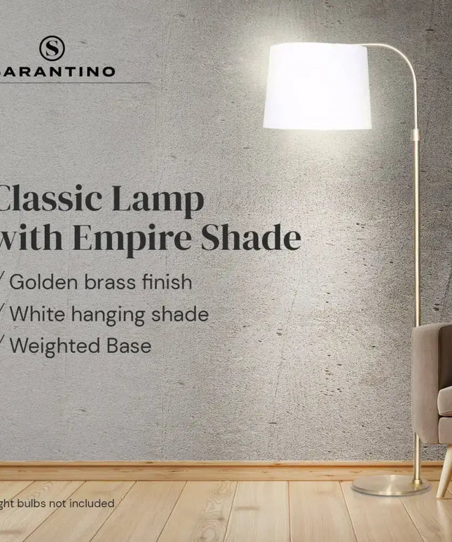 Sarantino Metal Floor Lamp Brass Finish Adjustable Height-Home & Garden > Lighting-Koala Lamps and Lighting