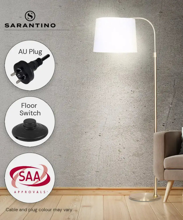Sarantino Metal Floor Lamp Brass Finish Adjustable Height-Home & Garden > Lighting-Koala Lamps and Lighting
