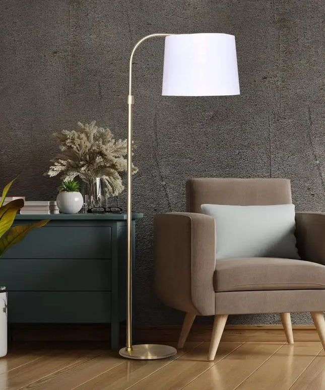 Sarantino Metal Floor Lamp Brass Finish Adjustable Height-Home & Garden > Lighting-Koala Lamps and Lighting