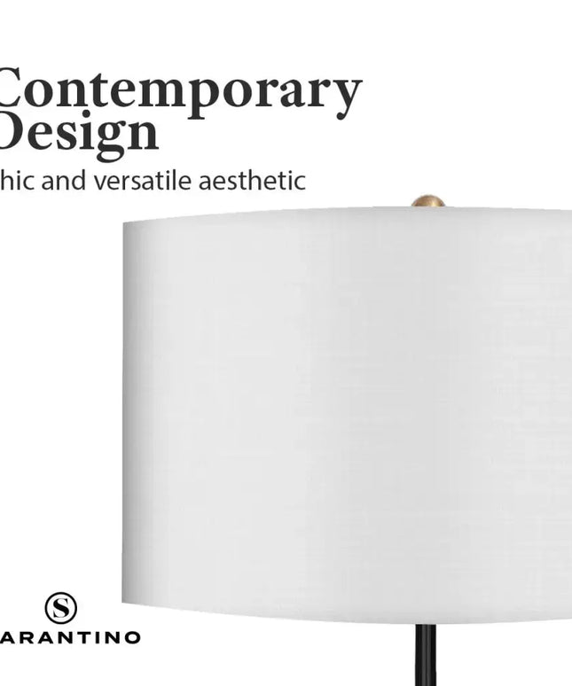 Sarantino Metal Floor Lamp Brushed Brass Finish with White Shade-Home & Garden > Lighting-Koala Lamps and Lighting