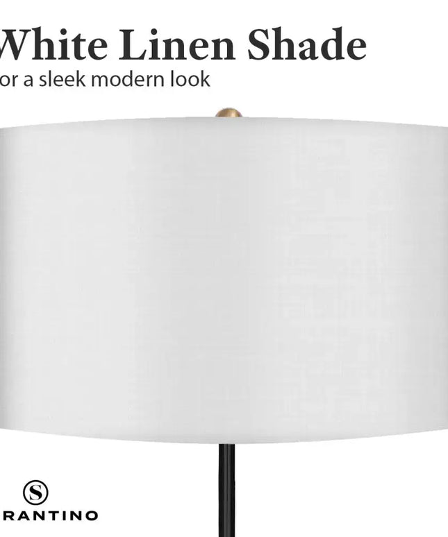 Sarantino Metal Floor Lamp Brushed Brass Finish with White Shade-Home & Garden > Lighting-Koala Lamps and Lighting