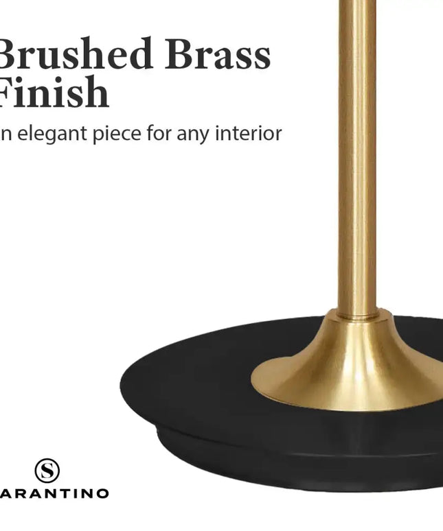 Sarantino Metal Floor Lamp Brushed Brass Finish with White Shade-Home & Garden > Lighting-Koala Lamps and Lighting