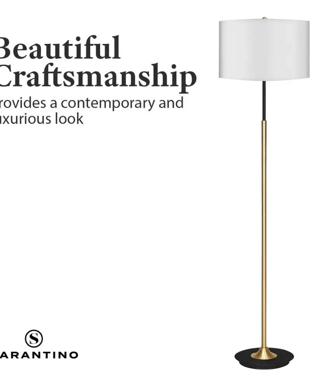 Sarantino Metal Floor Lamp Brushed Brass Finish with White Shade-Home & Garden > Lighting-Koala Lamps and Lighting