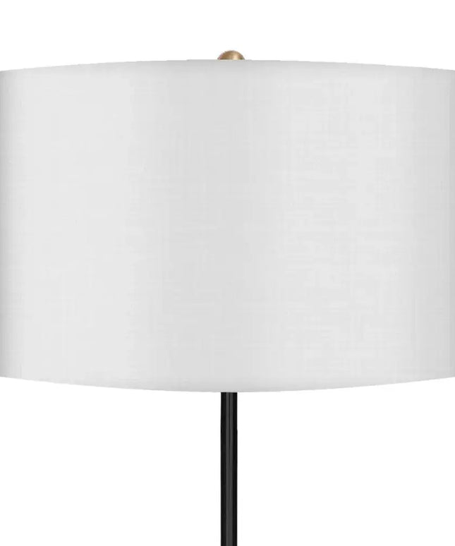 Sarantino Metal Floor Lamp Brushed Brass Finish with White Shade-Home & Garden > Lighting-Koala Lamps and Lighting