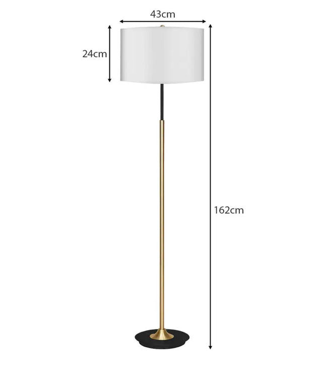 Sarantino Metal Floor Lamp Brushed Brass Finish with White Shade-Home & Garden > Lighting-Koala Lamps and Lighting