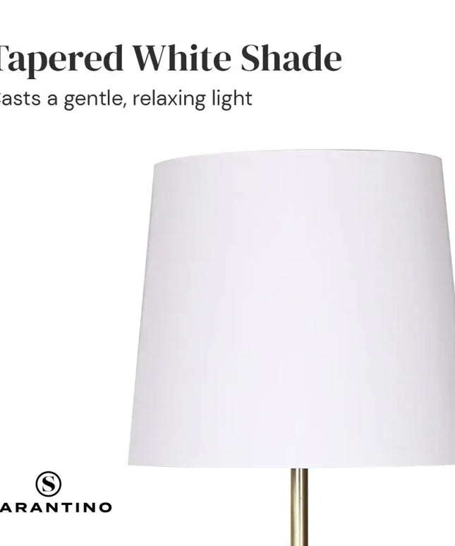 Sarantino Metal Floor Lamp in Antique Brass Finish with Cream Linen Fabric Shade-Home & Garden > Lighting-Koala Lamps and Lighting