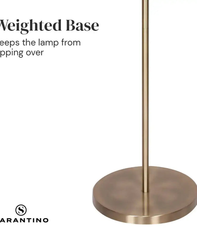 Sarantino Metal Floor Lamp in Antique Brass Finish with Cream Linen Fabric Shade-Home & Garden > Lighting-Koala Lamps and Lighting