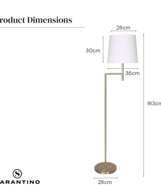 Sarantino Metal Floor Lamp in Antique Brass Finish with Cream Linen Fabric Shade-Home & Garden > Lighting-Koala Lamps and Lighting