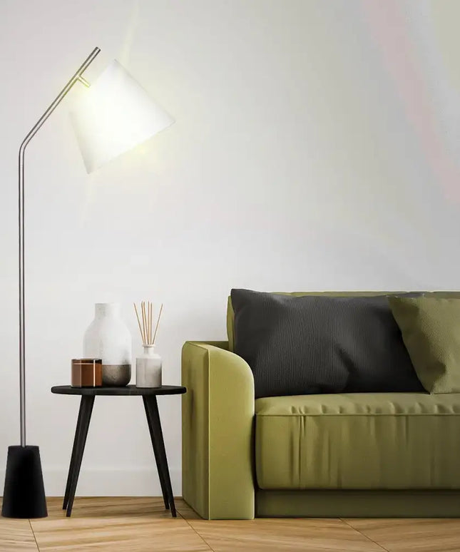 Sarantino Metal Floor Lamp Nickel Finish with Black Marble Base-Home & Garden > Lighting-Koala Lamps and Lighting