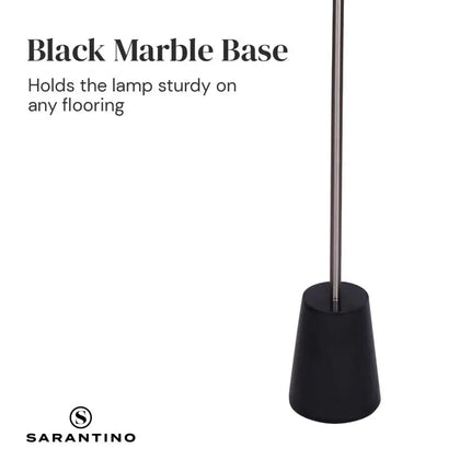 Sarantino Metal Floor Lamp Nickel Finish with Black Marble Base-Home & Garden > Lighting-Koala Lamps and Lighting