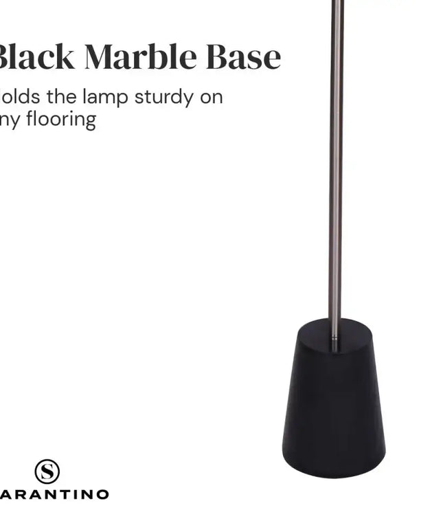 Sarantino Metal Floor Lamp Nickel Finish with Black Marble Base-Home & Garden > Lighting-Koala Lamps and Lighting