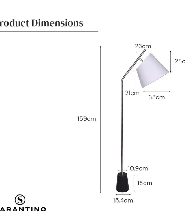 Sarantino Metal Floor Lamp Nickel Finish with Black Marble Base-Home & Garden > Lighting-Koala Lamps and Lighting