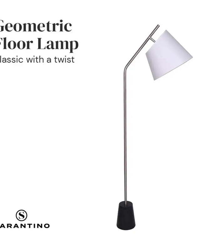 Sarantino Metal Floor Lamp Nickel Finish with Black Marble Base-Home & Garden > Lighting-Koala Lamps and Lighting