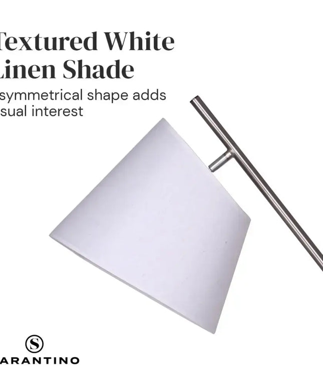 Sarantino Metal Floor Lamp Nickel Finish with Black Marble Base-Home & Garden > Lighting-Koala Lamps and Lighting