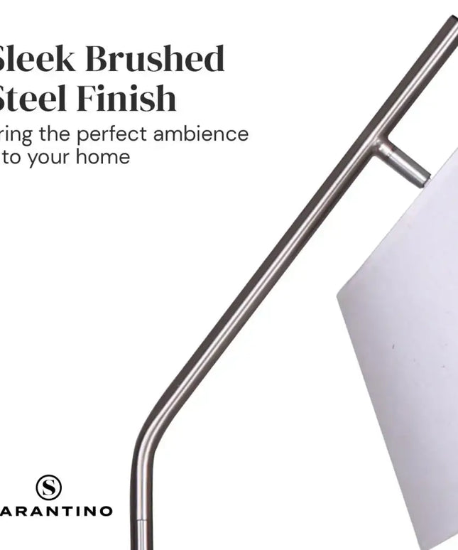 Sarantino Metal Floor Lamp Nickel Finish with Black Marble Base-Home & Garden > Lighting-Koala Lamps and Lighting