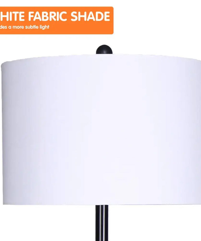 Sarantino Metal Floor Lamp Shade Black Post in Marble Finish Shelves-Home & Garden > Lighting-Koala Lamps and Lighting