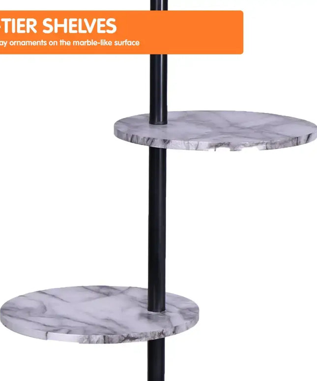 Sarantino Metal Floor Lamp Shade Black Post in Marble Finish Shelves-Home & Garden > Lighting-Koala Lamps and Lighting