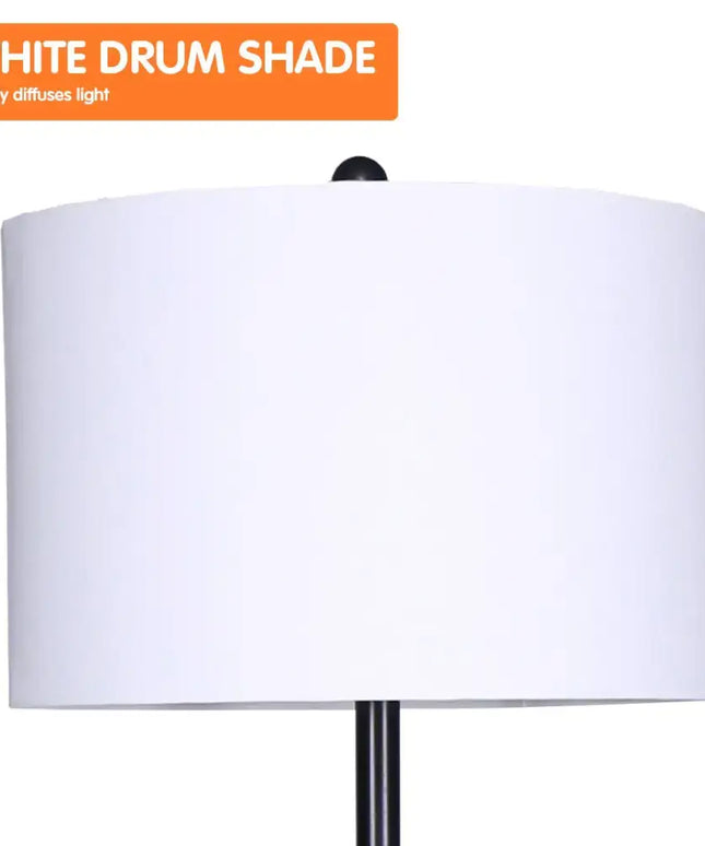 Sarantino Metal Floor Lamp Shade with Black Post in Round Wood Shelves-Home & Garden > Lighting-Koala Lamps and Lighting