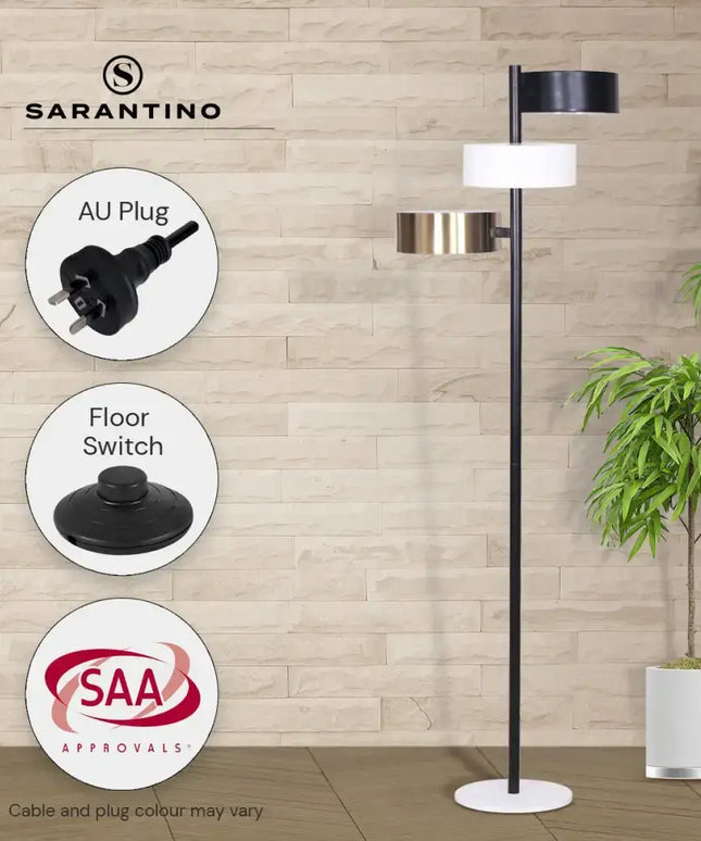 Sarantino Metal Floor Lamp with 3 Swirl Shades-Home & Garden > Lighting-Koala Lamps and Lighting