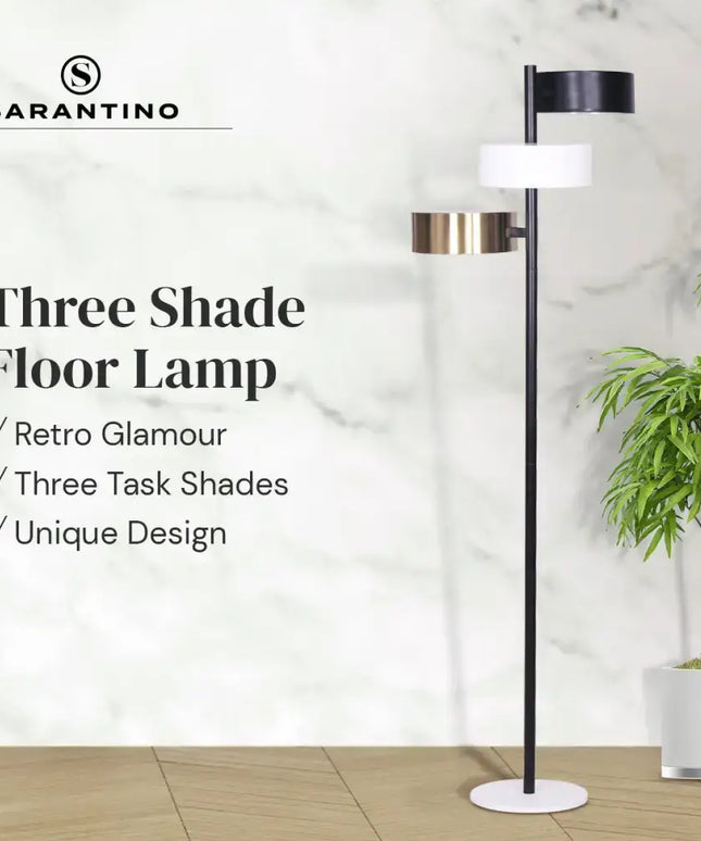 Sarantino Metal Floor Lamp with 3 Swirl Shades-Home & Garden > Lighting-Koala Lamps and Lighting