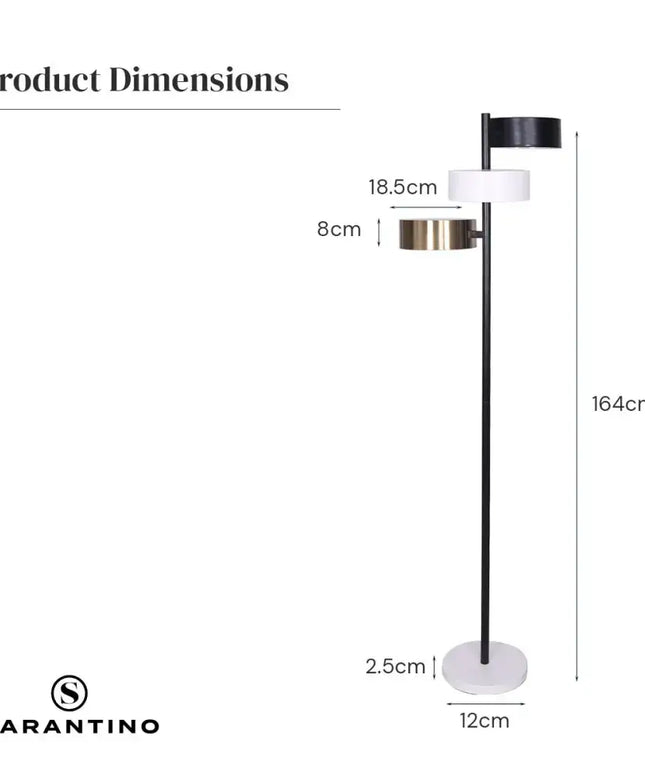 Sarantino Metal Floor Lamp with 3 Swirl Shades-Home & Garden > Lighting-Koala Lamps and Lighting