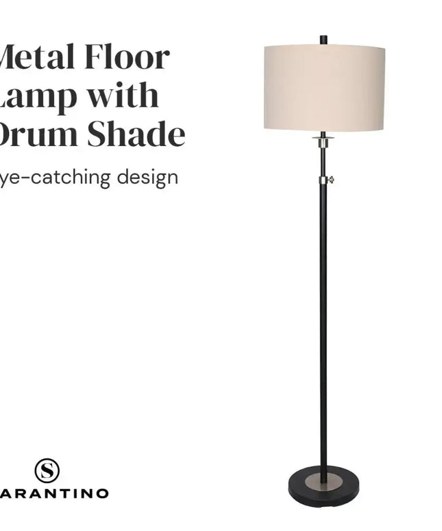 Sarantino Metal Floor Lamp with Cream Drum Shade-Home & Garden > Lighting-Koala Lamps and Lighting