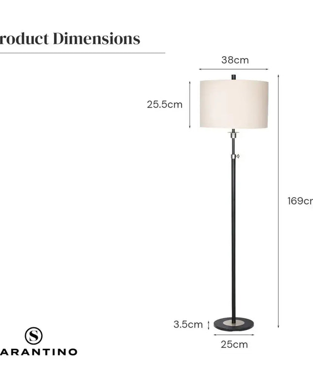 Sarantino Metal Floor Lamp with Cream Drum Shade-Home & Garden > Lighting-Koala Lamps and Lighting