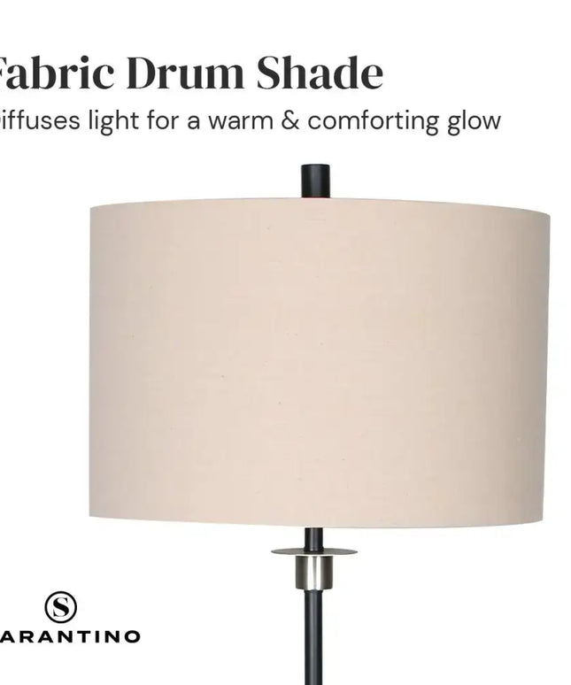 Sarantino Metal Floor Lamp with Cream Drum Shade-Home & Garden > Lighting-Koala Lamps and Lighting