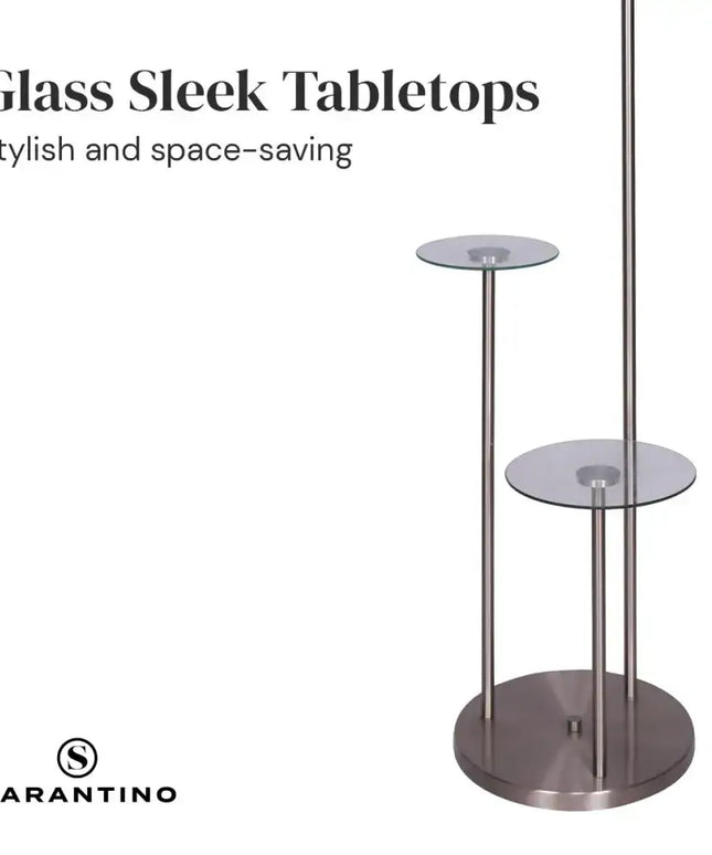 Sarantino Metal Floor Lamp with Glass Shelves-Home & Garden > Lighting-Koala Lamps and Lighting