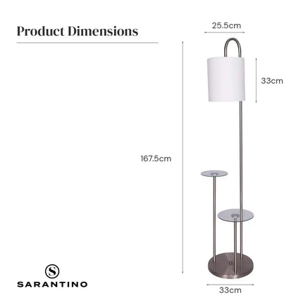 Sarantino Metal Floor Lamp with Glass Shelves-Home & Garden > Lighting-Koala Lamps and Lighting