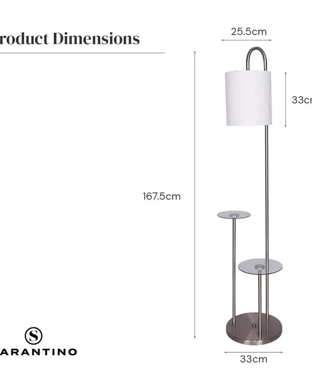 Sarantino Metal Floor Lamp with Glass Shelves-Home & Garden > Lighting-Koala Lamps and Lighting