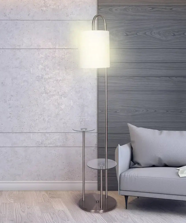Sarantino Metal Floor Lamp with Glass Shelves-Home & Garden > Lighting-Koala Lamps and Lighting