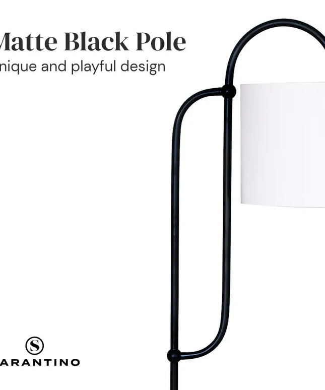 Sarantino Metal Floor Lamp with Marble Base & Off-White Shade-Home & Garden > Lighting-Koala Lamps and Lighting