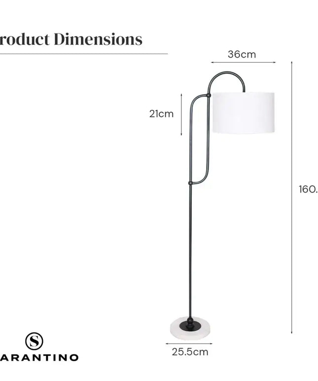 Sarantino Metal Floor Lamp with Marble Base & Off-White Shade-Home & Garden > Lighting-Koala Lamps and Lighting