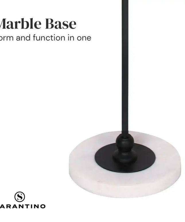 Sarantino Metal Floor Lamp with Marble Base & Off-White Shade-Home & Garden > Lighting-Koala Lamps and Lighting