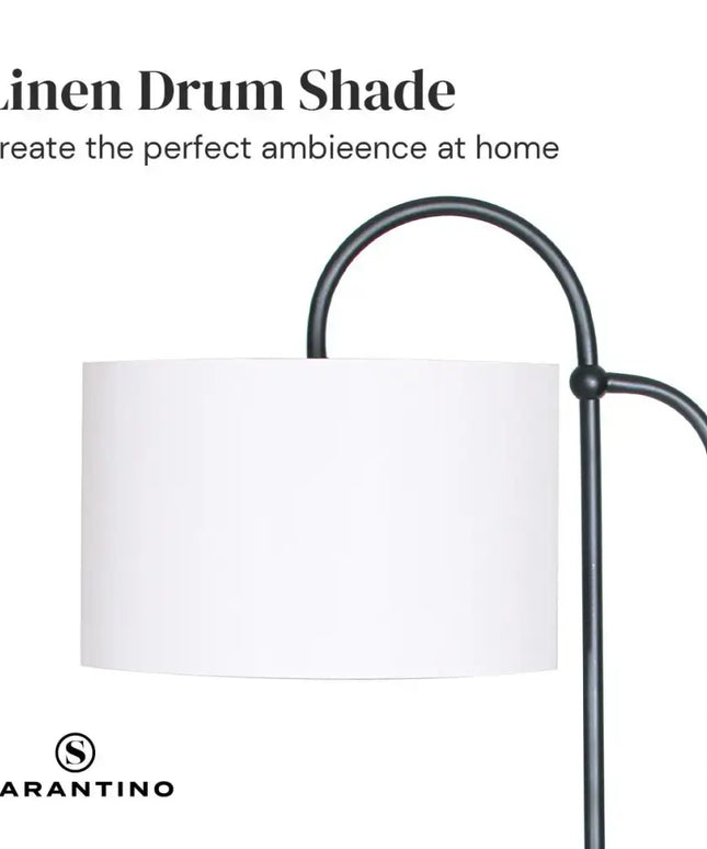 Sarantino Metal Floor Lamp with Marble Base & Off-White Shade-Home & Garden > Lighting-Koala Lamps and Lighting