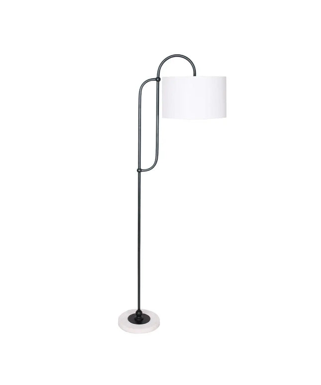 Sarantino Metal Floor Lamp with Marble Base & Off-White Shade-Home & Garden > Lighting-Koala Lamps and Lighting