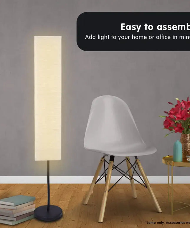 Sarantino Metal Floor Lamp with White Paper Wrinkle Shade Light Stand-Home & Garden > Lighting-Koala Lamps and Lighting