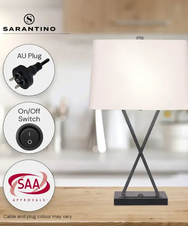 Sarantino Metal Table Lamp Pair Rectangular Shade X Stand-Home & Garden > Lighting-Koala Lamps and Lighting