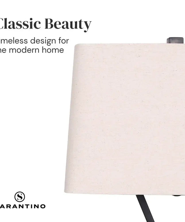 Sarantino Metal Table Lamp Pair Rectangular Shade X Stand-Home & Garden > Lighting-Koala Lamps and Lighting