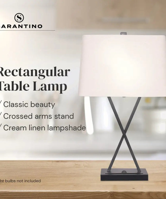 Sarantino Metal Table Lamp Pair Rectangular Shade X Stand-Home & Garden > Lighting-Koala Lamps and Lighting