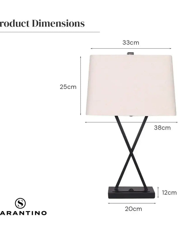 Sarantino Metal Table Lamp Pair Rectangular Shade X Stand-Home & Garden > Lighting-Koala Lamps and Lighting